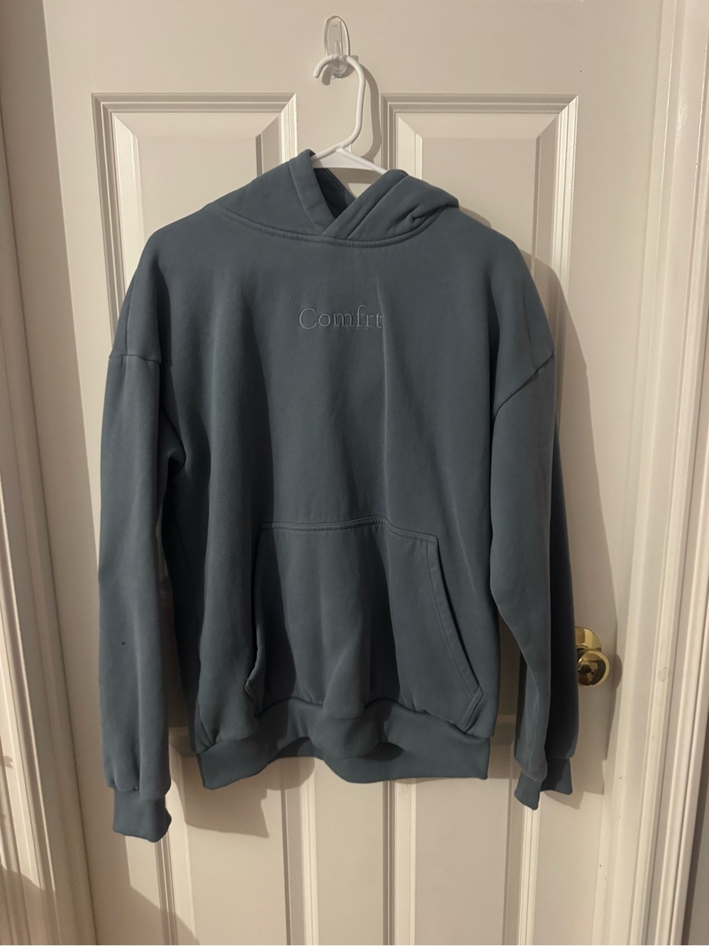 Comfort Embroidered Pullover Hoodie - Slate Blue